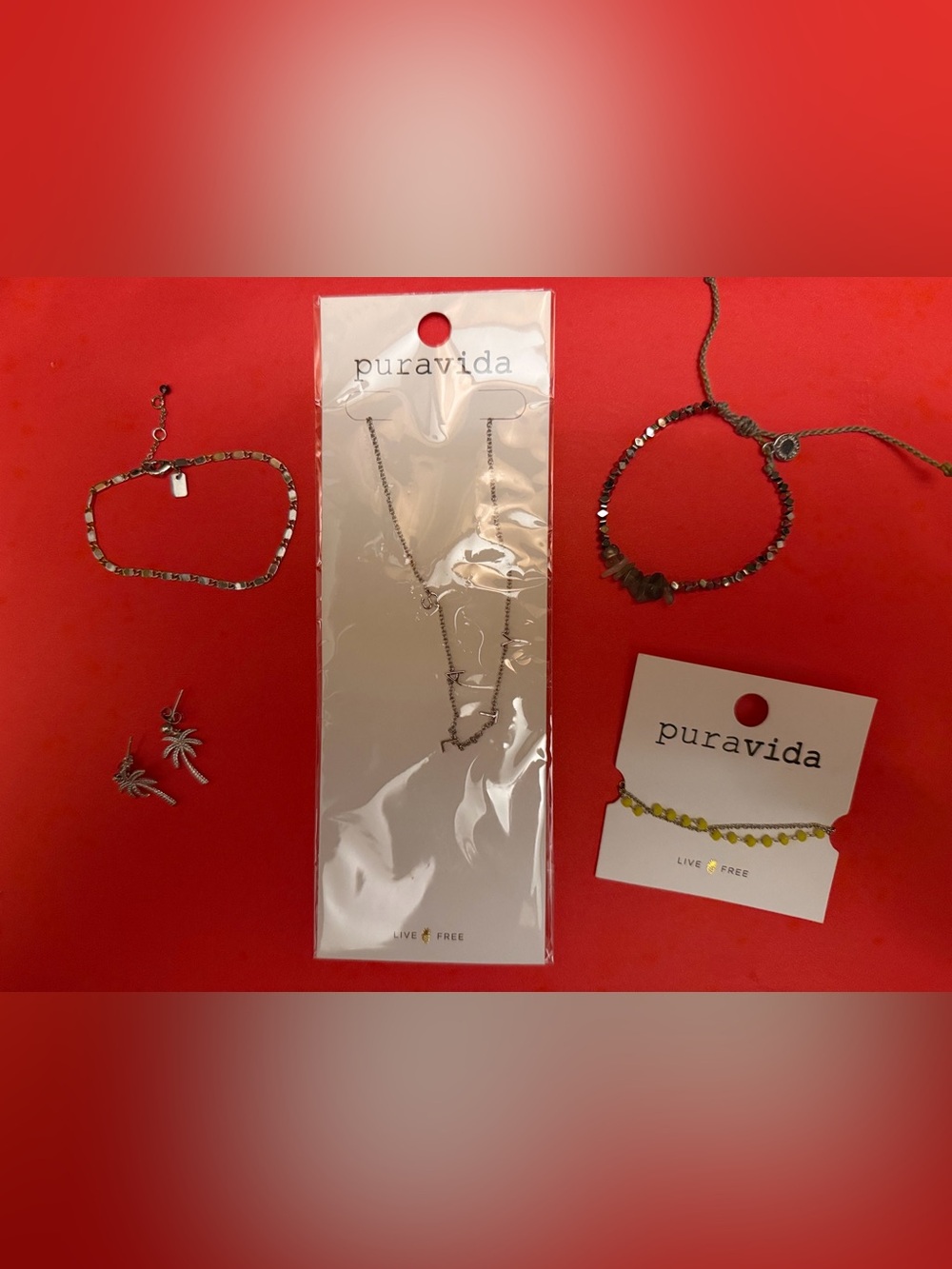 Pura Vida Multi-Piece Silver Tone Bracelet, Earrings & Necklace Jewelry Set
